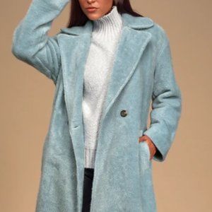 Lulus Chic Light Blue Coat - Faux Fur